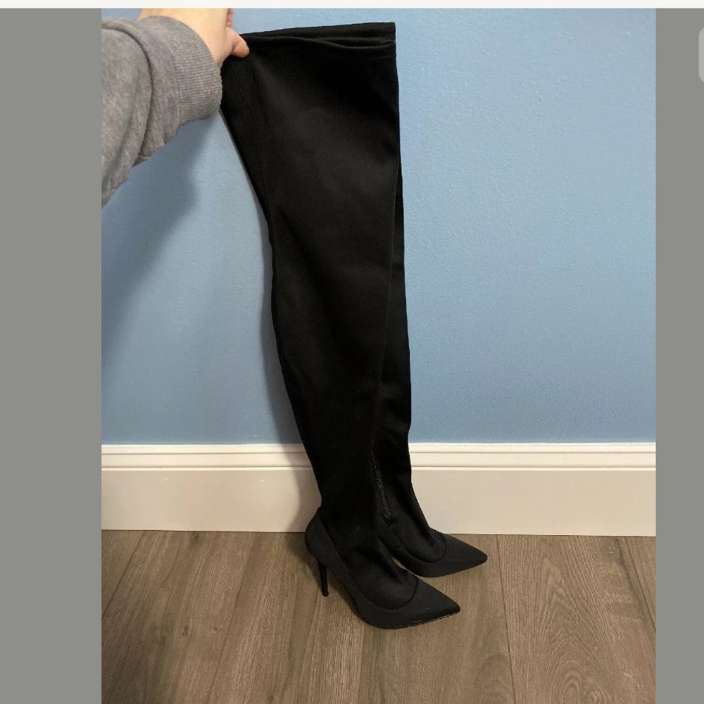 Topshop Over Knee Bellini Black Stretch Boot, 5.5
